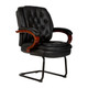 Bentley Visitor Office Chair, Black Leather Executive Chair with Wooden Armrests and a Sturdy Black Metal Frame.