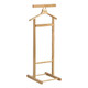 Contract Solid Wooden Single Dumb Valet by Office Stock South Africa, a Light Brown Wooden Valet with a Hanger and Two Horizontal Bars, Standing on a Rectangular Base, Showcasing Its Elegant and Practical Design.