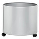 Mobile Round Solid Planter, sleek modern white plant pot on wheels for indoor or outdoor use.