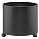 Mobile Round Solid Planter | KRO-040-040A, Black Cylindrical Planter on Caster Wheels for Indoor and Outdoor Use.