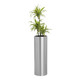 Round Solid 32cm Liner, a cylindrical metallic plant holder with a green leafy plant inside.