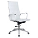 Classic Eames Ribbed High-back Chair, a Modern White Office Chair with Ribbed Upholstery, Ergonomic Design, Chrome Accents, and Adjustable Height Features.
