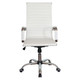 Generic High-back Office Chair, white ergonomic swivel chair with chrome accents, adjustable height and five caster wheels for mobility.