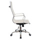 Generic High-back Office Chair, white leather executive desk chair with chrome frame and adjustable height, suitable for office workspace.