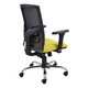 Winston Mesh Medium-back Office Chair by 67, Featuring a Sleek Black Mesh Back, Yellow Seat, and Adjustable Armrests on a Silver Base with Black Wheels, Perfect for Comfort and Style in Home Office Furniture Settings.