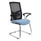Winston Mesh Visitor Office Chair, an Ergonomic Chair with Black Mesh Back, Light Blue Seat, and Silver Frame, Featuring Adjustable Black Armrests, Designed for Comfort and Style in Modern Workspaces with Durable Build and Fit.