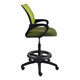 Britney Mesh Draughtsman Chair by 67, Featuring Green Mesh Seat and Backrest, Black Frame, Swivel Tilt Mechanism, and Five-Legged Base with Castors, Showcasing a Durable and Comfortable Office Chair with Adjustable Functionality.