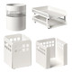 Square Punch Steel Desk Set: Two-tier Letter Tray, Paper Cube Holder, Pencil Cup, and Waste Paper Bin Square Punch Steel Desk Set: Two-tier Letter Tray, Paper Cube Holder, Pencil Cup, and Waste Paper Bin