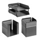 Fluted Steel Desk Set: Two Tier letter Tray, Paper Cube Holder, and Pencil Cup Fluted Steel Desk Set: Two Tier letter Tray, Paper Cube Holder, and Pencil Cup