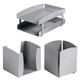 Life Steel Desk Set: Two-Tier Letter Tray, Paper Cube Holder & Pencil Cup