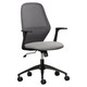 Nika Typist Office Chair, ergonomic office chair with mesh backrest and cushioned seat, adjustable height and armrests, black base with caster wheels.