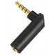 90 Degree 3.5 mm Stereo Jack Adapter, Gold-Plated Audio Connector with Black Plastic Casing.