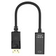 Male Display Port to HDMI Female Adapter, compact black video converter with a cable connecting DisplayPort and HDMI interfaces.