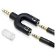 3.5mm Male Audio Jack - 2 x 3.5mm Female Audio Jack Adaptor, black audio splitter with gold-plated connectors for stereo sound.