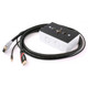Wall Box Female HDMI | VGA | Aux | Ethernet | USB A Port, black and silver multi-connector wall-mounted box with multiple ports and cables.