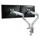 Dual Monitor Clamp Bracket with Gas Spring Arm AL6002, double monitor mount with adjustable arms and mounting brackets for ergonomic workspace setup.