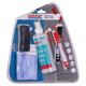 Whiteboard Starter Pack, includes markers, cleaning fluid, eraser, cleaning cloth, and marker cap.