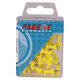 Push Pins (Boxed 30 - Yellow), a clear plastic box containing yellow thumbtacks or push pins for bulletin boards and notices.