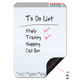 Write 'N Wipe - Flexible Magnetic BD1001, a Magnetic Whiteboard with a Black Corner That Peels Back to Reveal a Magnetic Surface. the Whiteboard Has a to-Do List Written on It with Items and Red Checkmarks.
