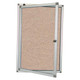 Hinged Pinning Display Case, beige-colored 900*600mm size with metal frame and lockable door for displaying items.