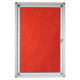 Hinged Pinning Display Case, 900*600mm - Red, with a sturdy metal frame and a red pinboard back for displaying notices and posters.