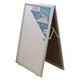 Product A-Frame Poster Frame (Sandwich A1) BG8101, portable white sandwich poster stand with a transparent front panel and foldable support arms for displaying posters.