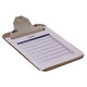 Clipboard Masonite (A5) CB3010, a Portable Clipboard with a Sturdy Masonite Surface and Metal Clip Holding a Checklist Paper for Organisation and Note-Taking.