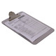Clipboard Brushed Aluminium ACP (A4 - 355*230mm) CB3015, image showing a brushed aluminum clipboard with a paper clipped on top.