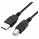 USB 2.0 AM To BM Cromo (2 Meters)  CL2002A, close-up image of a 2-meter black USB cable showing the USB Type A Male and Type B Male connectors for connecting electronic devices.