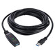 USB 3.0 Active Extension A-Male to A-Female 10M Cable, black extension cable with USB connectors and a built-in active signal booster.