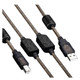 USB 2.0 AM To BM 20 Meters, cable with black connectors and transparent braided exterior for durable data transfer.