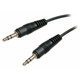 3.5 mm Jack - Jack Cable (10M) CL4010, Close-Up of the Black Audio Extension Cable with Two Male Connectors Featuring Metal Tips and Black Plastic Sleeves.