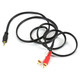 3.5mm Audio Jack to Two Male RCA Cable, 10 Meters, CL4010A, black cable with yellow, white, and red connectors for audio and video transmission.
