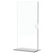 Product Menu Holder Acrylic Double Sided - 1/3 (DL) A4 - Box 5 DP0234-Z, clear double-sided acrylic menu display stand with a base and side slot for holding menus or signs.