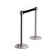 Box of 2 - Retractable Chrome Queue Barrier with Black Belt 910x320mm | Crowd Control Barriers | Office Stock
