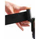 Box of 2 - Retractable Chrome Queue Barrier with Black Belt 910x320mm, close-up of the barrier's black belt being held by hand.