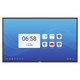 Interactive Touch LED Panel 65" IP0065A, large touchscreen digital display with user interface, home screen featuring clock, date, and app icons for whiteboard, file manager, G CAM, Chrome, YouTube, and more apps, suitable for presentations and collaborative work.