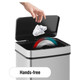 Janitorial Touchless Bin 50L, modern 50-liter automatic trash can with touchless operation shown with a hand disposing trash, highlighting its hands-free functionality. Janitorial Touchless Bin 50L, modern 50-liter automatic trash can with touchless operation shown with a hand disposing trash, highlighting its hands-free functionality.
