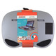 Tablet Lap Tray (450*325mm - Grey), ergonomic grey plastic lap tray with a built-in tablet stand, keyboard space, wrist support, and non-slip feet for comfortable use.