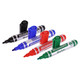 Whiteboard Marker (Bullet Tip - Pouch 4) PW0401A, set of four colored markers in black, blue, red, and green with cap and bullet tip design.