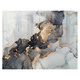 Ink Contrast Hob Splashback, modern artistic design featuring black, gray, and gold accents on a smooth surface, measuring 898 X 700 X 6mm, model SB9070AI.