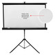 Projector Tripod Screen 1270x1270mm, white matte viewing area with diffuse light evenly, suitable for presentations and movie screenings.