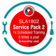 67 Brand 6 Month Interactive Training SLA Service Pack 2, Featuring Scheduled Interactive Learning Sessions 6 Times a Year, with Bi-Monthly Visits, in a Red and Teal Circular Graphic with a Wrench and Screwdriver Icon.