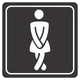Ladies Toilet Symbolic Sign, white printed on black ACP, 150 x 150mm.