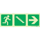 Photoluminescent 190MM Safety Sign - E16-Running Man+Stairs Going Down+Arrow Right Photoluminescent 190MM Safety Sign - E16-Running Man+Stairs Going Down+Arrow Right