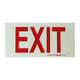 67 Brand Photoluminescent 190 mm Safety Sign, E6-Exit, Glow in the Dark Sign, with Bold Red Exit Text on a White Background, SABS Approved, Providing Essential Wayfinding Information for Emergency Procedures.