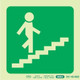 Photoluminescent 190MM Safety Sign - E8-Running Man On Stairs Going Up AND Right