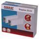 Staples, box of 1000 staples for 200 pages, SS023/23 product, shown in a retail packaging with images of staples and icons indicating durability and high quality.