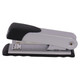 Medium-Sized Silver Stapler with Black Handle and Base, from Brand 67, Capable of Stapling 20 Pages, Made of Durable Steel, with a Sleek and Compact Design, Described as a Reliable Silver Stapler for Office and Home Use.