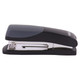 Desktop Stapler Plastic Large 210*(24/6 26/6) Black 20 Pages, a black and gray plastic stapler designed for heavy-duty use, capable of stapling up to 20 pages at once.